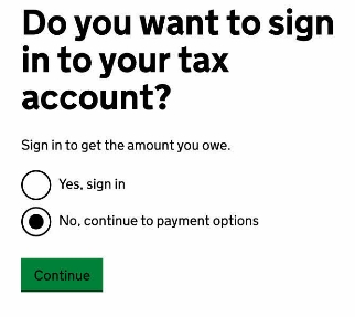 HMRC Sign in screen