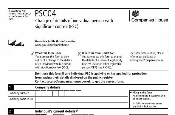 Form PSC04 Form PSC04
